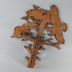 Signed Eagles Nest Wall Shelf, Laser cut wooden wall shelf, stained plywood